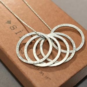 SILPADA 925 Sterling Silver 5Textured RING Pendants N1534 NECKLACE